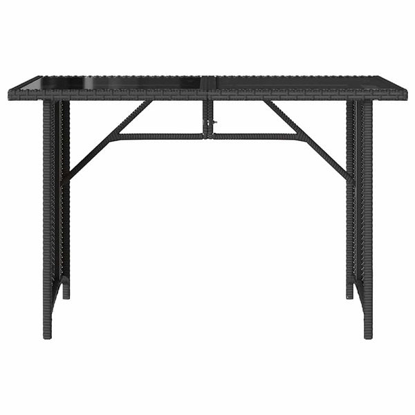 Schwarzer Gartentisch mit Glasplatte 110x68 cm
