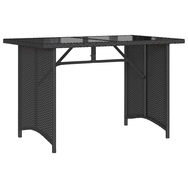 Schwarzer Gartentisch mit Glasplatte 110x68 cm