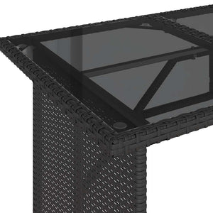 Schwarzer Gartentisch mit Glasplatte 110x68 cm