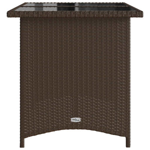 Gartentisch Braun Poly Rattan Glasplatte 110x68 cm