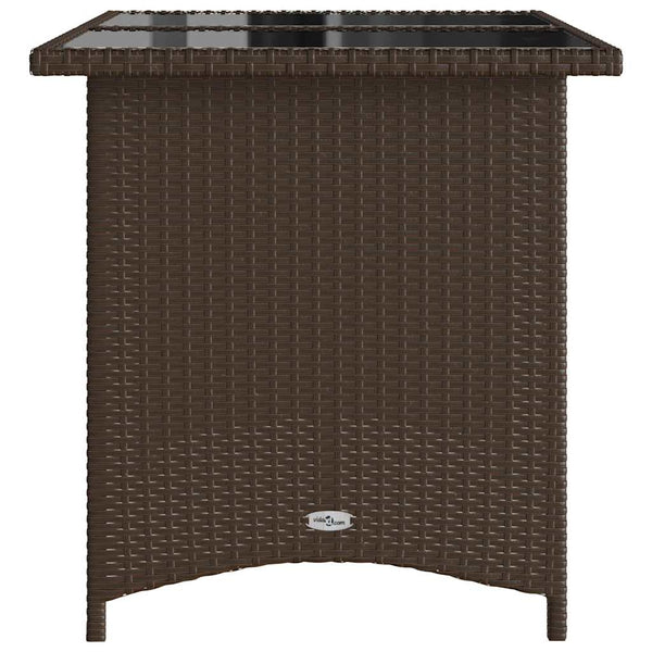Gartentisch Braun Poly Rattan Glasplatte 110x68 cm