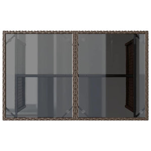 Gartentisch Braun Poly Rattan Glasplatte 110x68 cm