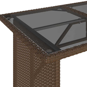 Gartentisch Braun Poly Rattan Glasplatte 110x68 cm