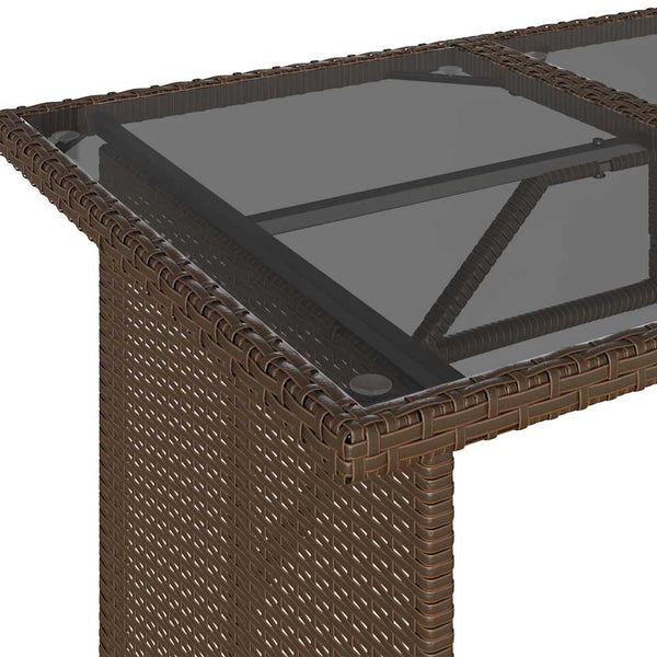 Gartentisch Braun Poly Rattan Glasplatte 110x68 cm
