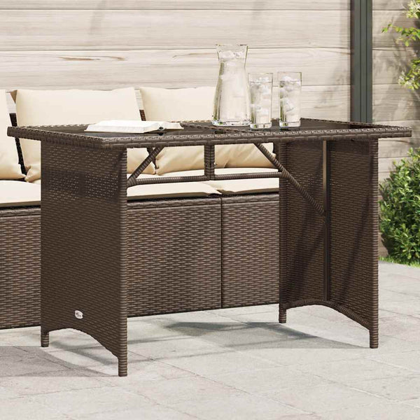 Gartentisch Braun Poly Rattan Glasplatte 110x68 cm