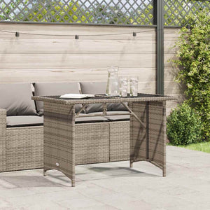 Gartentisch Grau mit Glasplatte 110x68 cm