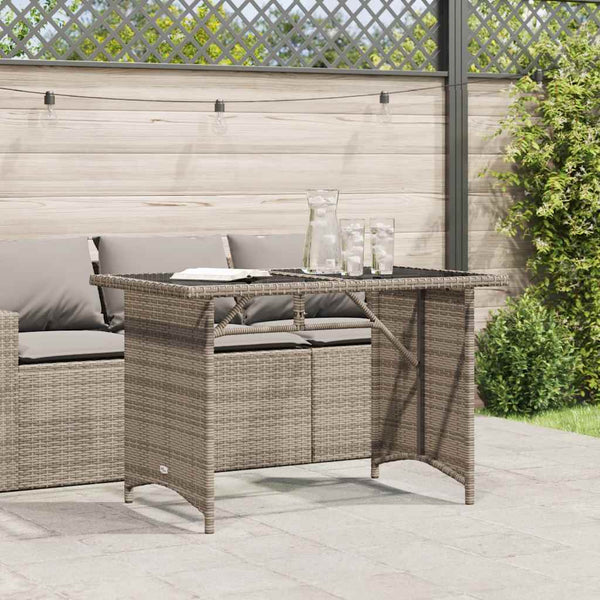 Gartentisch Grau mit Glasplatte 110x68 cm