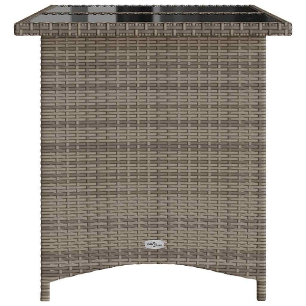 Gartentisch Grau mit Glasplatte 110x68 cm