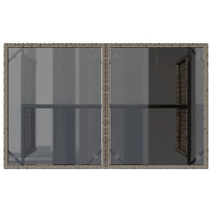 Gartentisch Grau mit Glasplatte 110x68 cm
