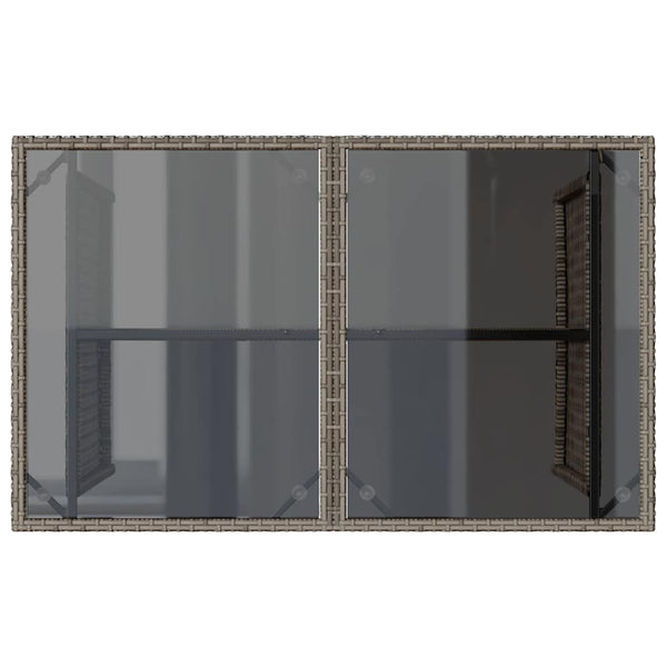 Gartentisch Grau mit Glasplatte 110x68 cm