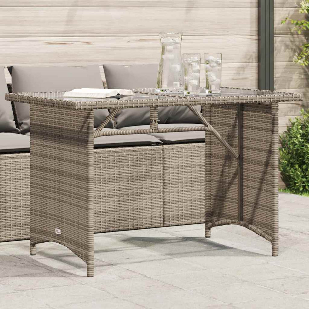 Gartentisch Grau mit Glasplatte 110x68 cm