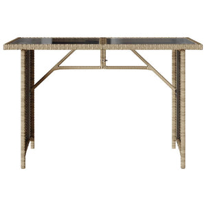 Beiger Gartentisch mit Glasplatte 110x68 cm
