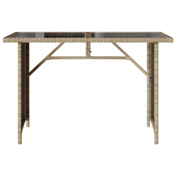Beiger Gartentisch mit Glasplatte 110x68 cm