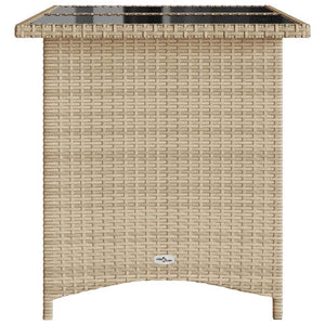 Beiger Gartentisch mit Glasplatte 110x68 cm