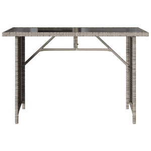Gartentisch Hellgrau Poly Rattan Glasplatte 110x68 cm