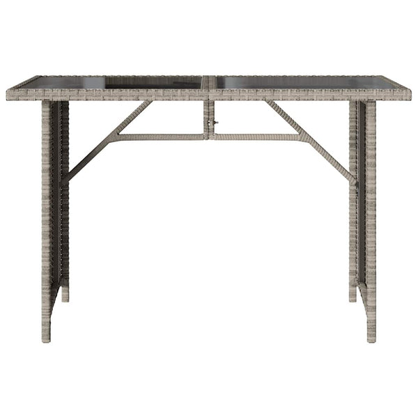 Gartentisch Hellgrau Poly Rattan Glasplatte 110x68 cm