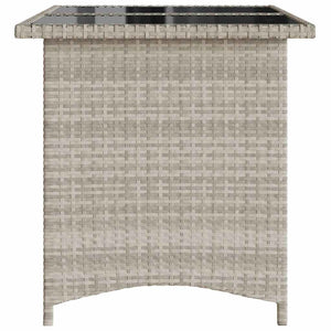 Gartentisch Hellgrau Poly Rattan Glasplatte 110x68 cm