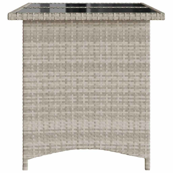 Gartentisch Hellgrau Poly Rattan Glasplatte 110x68 cm