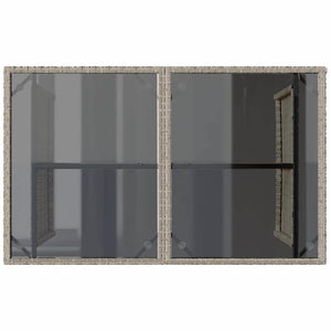 Gartentisch Hellgrau Poly Rattan Glasplatte 110x68 cm