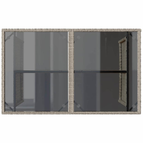 Gartentisch Hellgrau Poly Rattan Glasplatte 110x68 cm