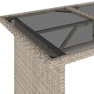 Gartentisch Hellgrau Poly Rattan Glasplatte 110x68 cm
