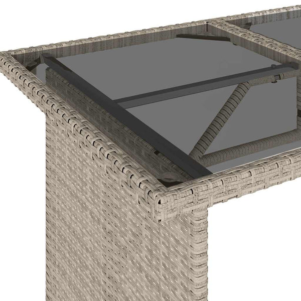 Gartentisch Hellgrau Poly Rattan Glasplatte 110x68 cm