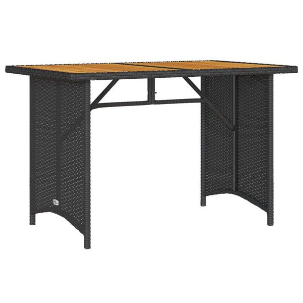 Gartentisch Holzplatte Schwarz Poly Rattan 110x68 cm