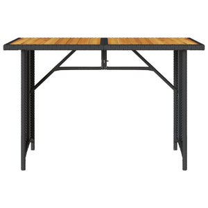 Gartentisch Holzplatte Schwarz Poly Rattan 110x68 cm