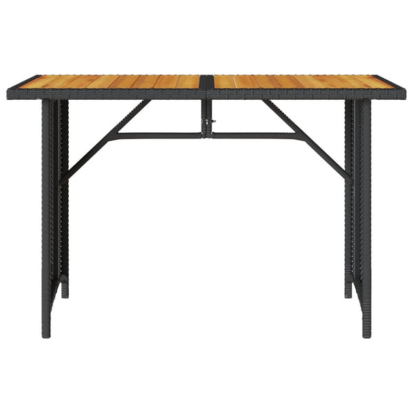 Gartentisch Holzplatte Schwarz Poly Rattan 110x68 cm