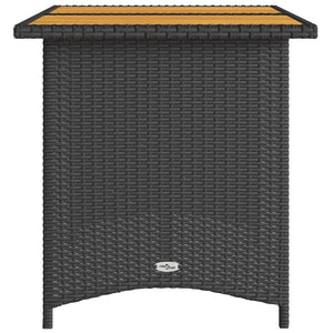 Gartentisch Holzplatte Schwarz Poly Rattan 110x68 cm