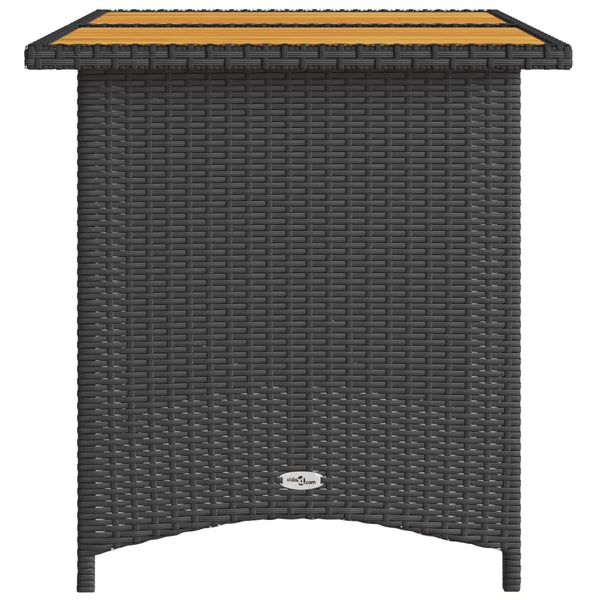 Gartentisch Holzplatte Schwarz Poly Rattan 110x68 cm