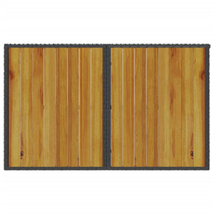 Gartentisch Holzplatte Schwarz Poly Rattan 110x68 cm
