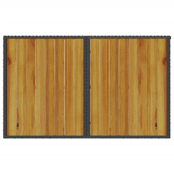 Gartentisch Holzplatte Schwarz Poly Rattan 110x68 cm