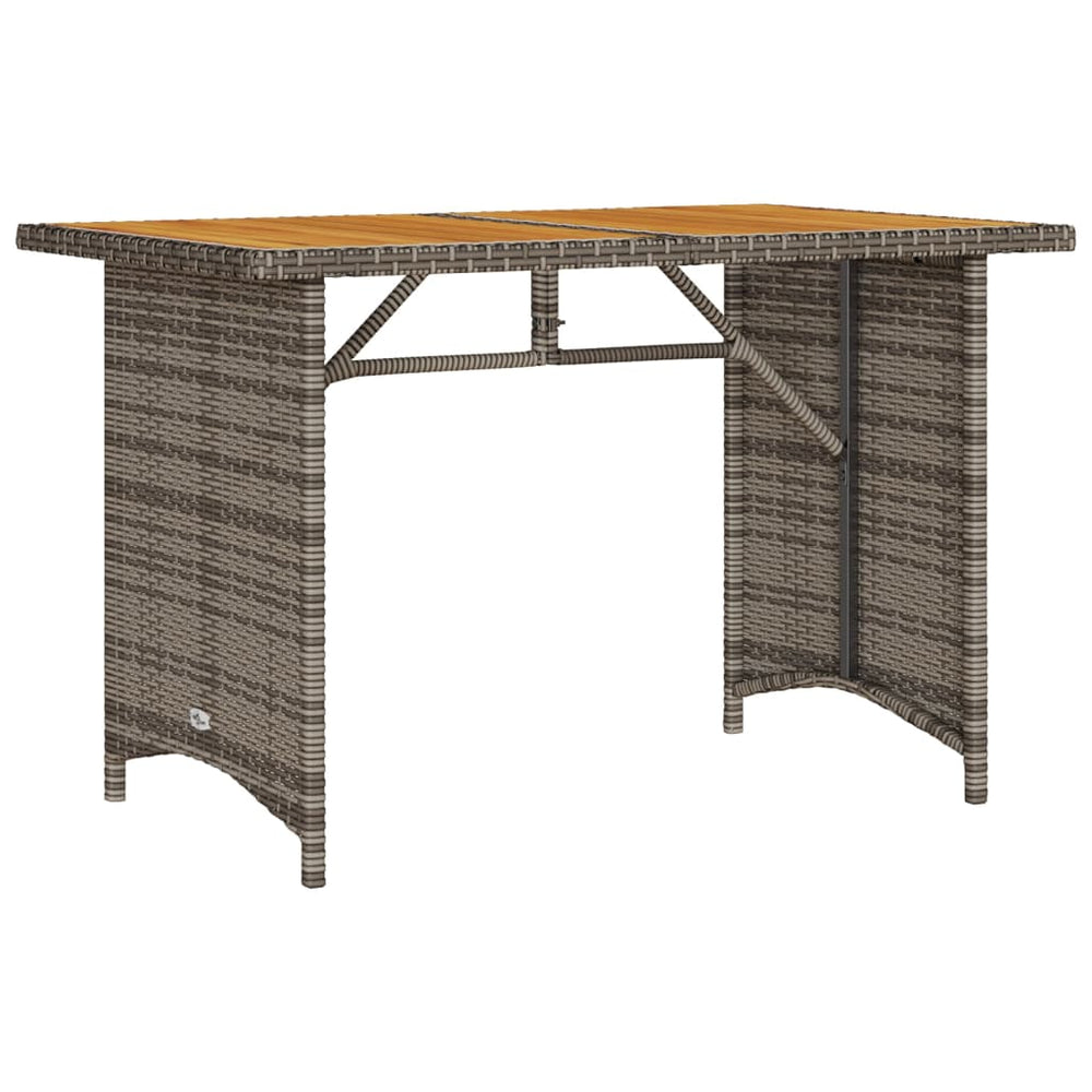Gartentisch Grau Holzplatte 110x68 cm Poly Rattan