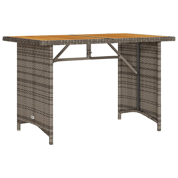 Gartentisch Grau Holzplatte 110x68 cm Poly Rattan