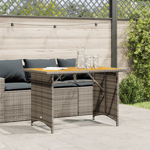 Gartentisch Grau Holzplatte 110x68 cm Poly Rattan