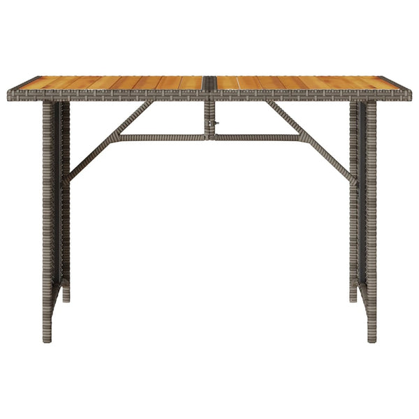 Gartentisch Grau Holzplatte 110x68 cm Poly Rattan