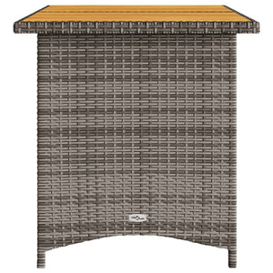 Gartentisch Grau Holzplatte 110x68 cm Poly Rattan