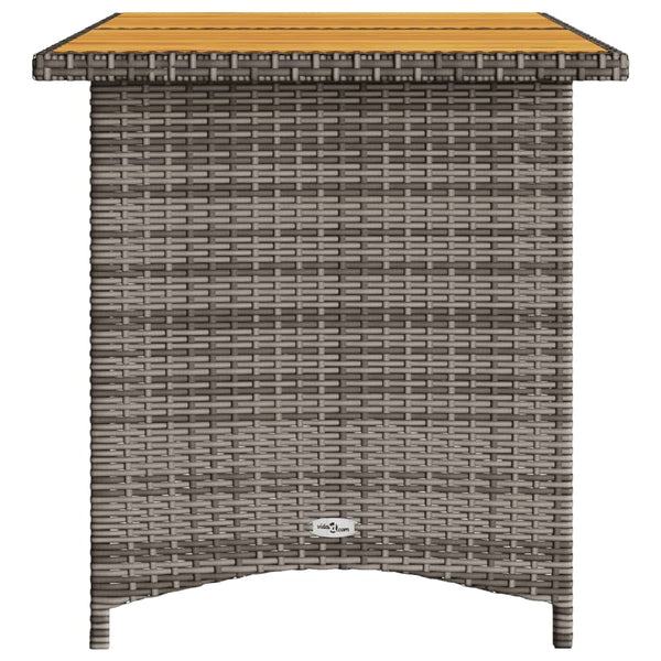 Gartentisch Grau Holzplatte 110x68 cm Poly Rattan