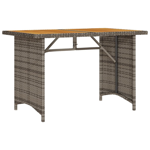 Gartentisch Grau Holzplatte 110x68 cm Poly Rattan