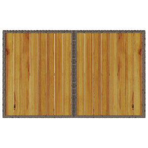 Gartentisch Grau Holzplatte 110x68 cm Poly Rattan