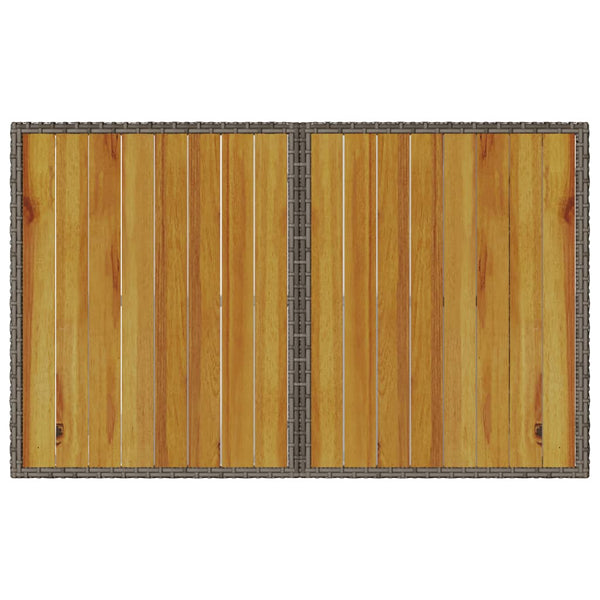 Gartentisch Grau Holzplatte 110x68 cm Poly Rattan