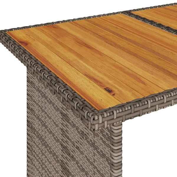 Gartentisch Grau Holzplatte 110x68 cm Poly Rattan