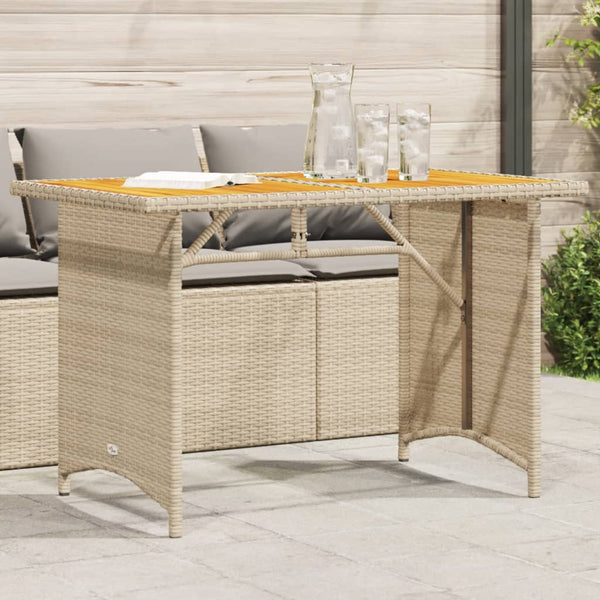 Gartentisch Beige Holzplatte 110x68 cm