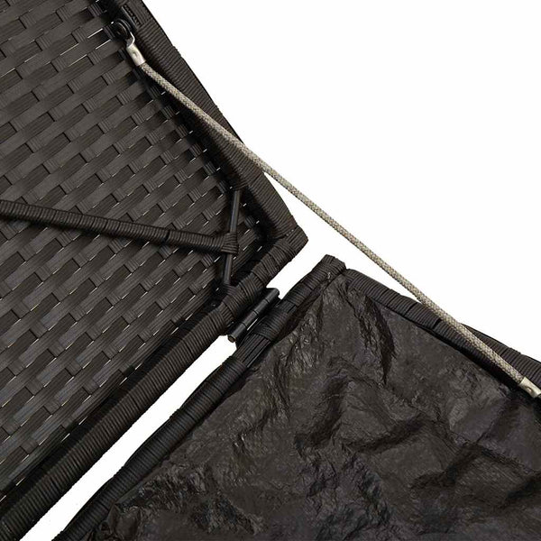 Schwarze Kissenbox mit Stauraum, 50cm Poly Rattan