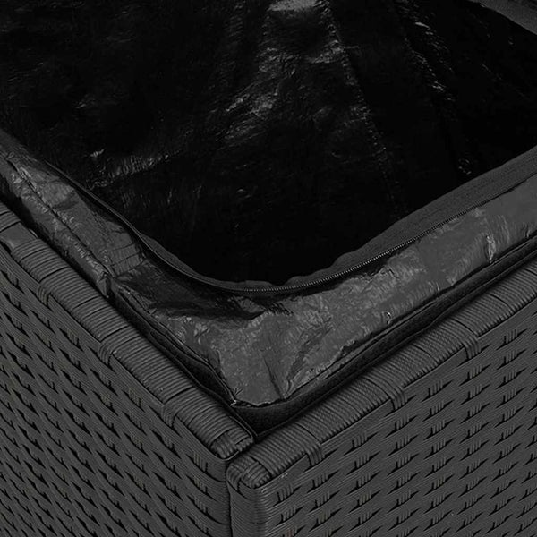 Schwarze Kissenbox mit Stauraum, 50cm Poly Rattan