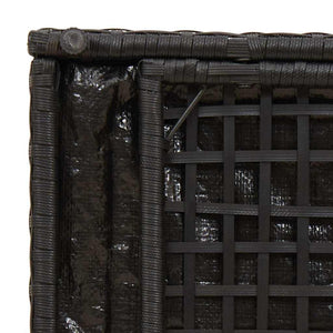 Schwarze Kissenbox mit Stauraum, 50cm Poly Rattan