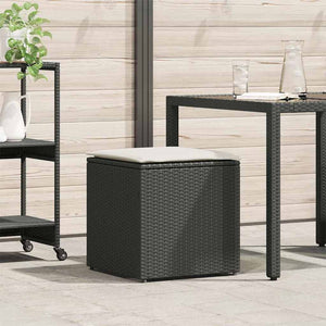 Schwarze Kissenbox mit Stauraum, 50cm Poly Rattan