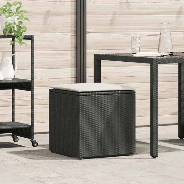 Schwarze Kissenbox mit Stauraum, 50cm Poly Rattan
