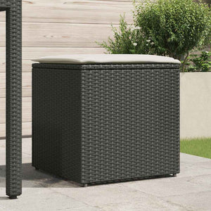 Schwarze Kissenbox mit Stauraum, 50cm Poly Rattan